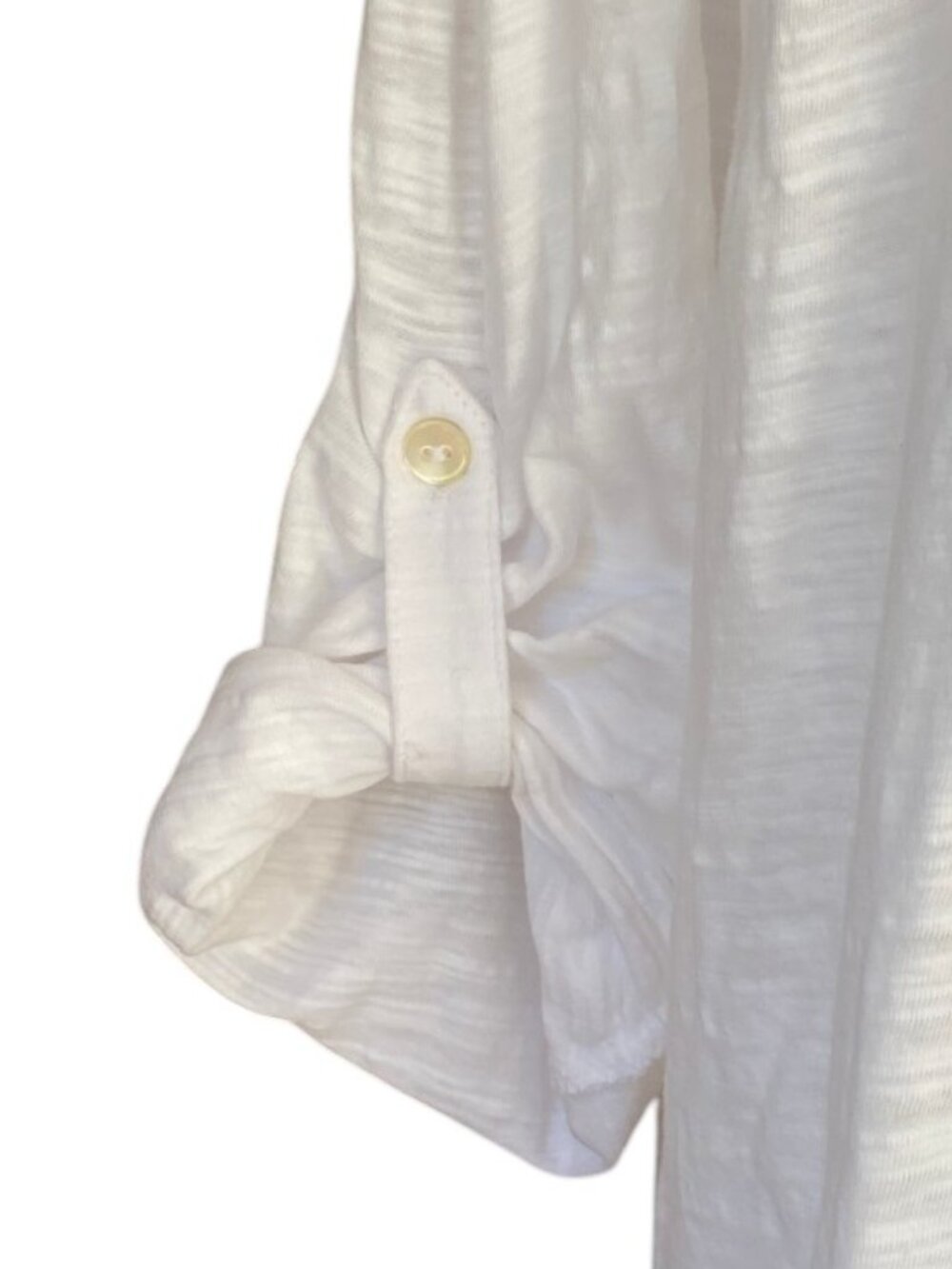J. Jill Tab Sleeve Knit Hoodie 100% Cotton White Lightweight Pullover Beach-XL - Picture 7 of 10